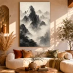 Mist-Covered Mountain Ink Wash Wall Art Canvas Print - Image 8