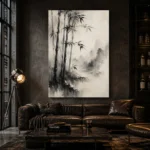 Misty Bamboo Grove Ink Wash Wall Art Canvas Print - Image 4