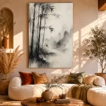 Misty Bamboo Grove Ink Wash Wall Art Canvas Print - Image 8