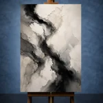 Cascading Ink Currents Monochrome Wall Art Canvas Print - Image 2