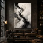 Cascading Ink Currents Monochrome Wall Art Canvas Print - Image 4
