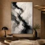 Cascading Ink Currents Monochrome Wall Art Canvas Print - Image 5