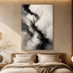 Cascading Ink Currents Monochrome Wall Art Canvas Print - Image 6