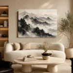 Panoramic Misty Mountains Ink Wash Wall Art Canvas Print - Image 6
