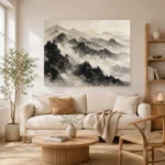 Panoramic Misty Mountains Ink Wash Wall Art Canvas Print - Image 7
