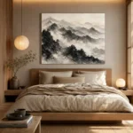Panoramic Misty Mountains Ink Wash Wall Art Canvas Print - Image 8