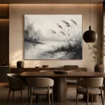 Tranquil Marsh Reeds Ink Wash Wall Art Canvas Print - Image 4