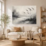 Tranquil Marsh Reeds Ink Wash Wall Art Canvas Print - Image 7