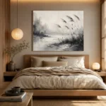 Tranquil Marsh Reeds Ink Wash Wall Art Canvas Print - Image 8