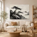 Windswept Pine Landscape Ink Wash Wall Art Canvas Print - Image 7