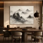 Misty Rocky Islands Ink Wash Wall Art Canvas Print - Image 4