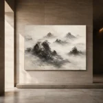 Misty Rocky Islands Ink Wash Wall Art Canvas Print - Image 5