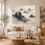 Misty Rocky Islands Ink Wash Wall Art Canvas Print - Image 7
