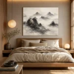 Misty Rocky Islands Ink Wash Wall Art Canvas Print - Image 8