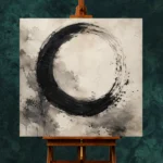 Monumental Ensō Circle Ink Wash Wall Art Canvas Print - Image 2