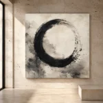 Monumental Ensō Circle Ink Wash Wall Art Canvas Print - Image 3