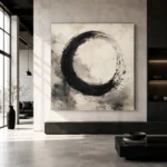 Monumental Ensō Circle Ink Wash Wall Art Canvas Print - Image 5