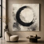 Monumental Ensō Circle Ink Wash Wall Art Canvas Print - Image 6