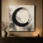 Monumental Ensō Circle Ink Wash Wall Art Canvas Print - Image 7