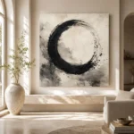 Monumental Ensō Circle Ink Wash Wall Art Canvas Print - Image 8