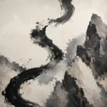 Calligraphic Stone Forms Ink Wash Wall Art Canvas Print