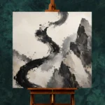 Calligraphic Stone Forms Ink Wash Wall Art Canvas Print - Image 2