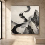 Calligraphic Stone Forms Ink Wash Wall Art Canvas Print - Image 3