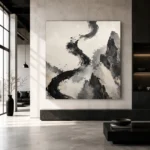 Calligraphic Stone Forms Ink Wash Wall Art Canvas Print - Image 5