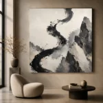 Calligraphic Stone Forms Ink Wash Wall Art Canvas Print - Image 6