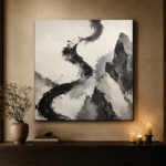 Calligraphic Stone Forms Ink Wash Wall Art Canvas Print - Image 7