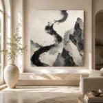 Calligraphic Stone Forms Ink Wash Wall Art Canvas Print - Image 8