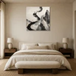 Calligraphic Stone Forms Ink Wash Wall Art Canvas Print showcased in an elegant minimalist interior