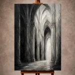 Gothic Stone Arches Monochrome Wall Art Canvas Print