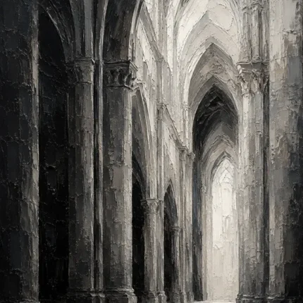 Gothic Stone Arches Monochrome Wall Art Canvas Print