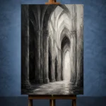 Gothic Stone Arches Monochrome Wall Art Canvas Print - Image 2
