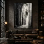 Gothic Stone Arches Monochrome Wall Art Canvas Print - Image 4