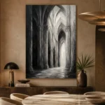 Gothic Stone Arches Monochrome Wall Art Canvas Print - Image 5