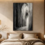 Gothic Stone Arches Monochrome Wall Art Canvas Print - Image 6