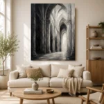 Gothic Stone Arches Monochrome Wall Art Canvas Print - Image 7