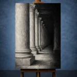 Atmospheric Stone Columns Monochrome Wall Art Canvas Print - Image 2
