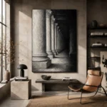Atmospheric Stone Columns Monochrome Wall Art Canvas Print - Image 3