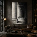 Atmospheric Stone Columns Monochrome Wall Art Canvas Print - Image 4