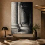 Atmospheric Stone Columns Monochrome Wall Art Canvas Print - Image 5