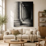 Atmospheric Stone Columns Monochrome Wall Art Canvas Print - Image 7