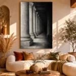 Atmospheric Stone Columns Monochrome Wall Art Canvas Print - Image 8