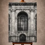 Historic Facade Monochrome Wall Art Canvas Print