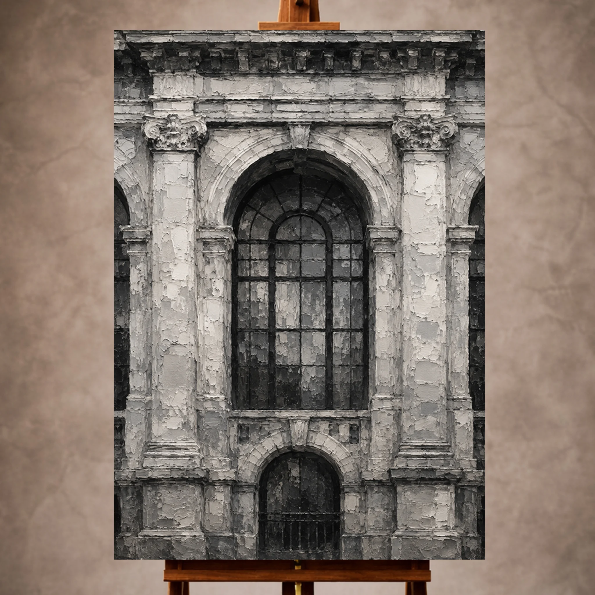 Historic Facade Monochrome Wall Art Canvas Print Image 1 Historic Facade Monochrome Wall Art Canvas Print - Image 1