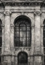 Historic Facade Monochrome Wall Art Canvas Print