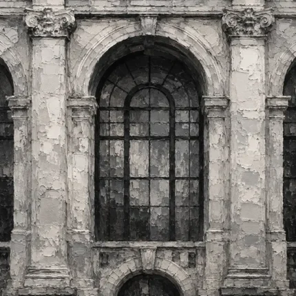 Historic Facade Monochrome Wall Art Canvas Print