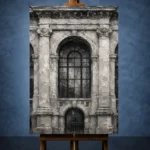 Historic Facade Monochrome Wall Art Canvas Print - Image 2